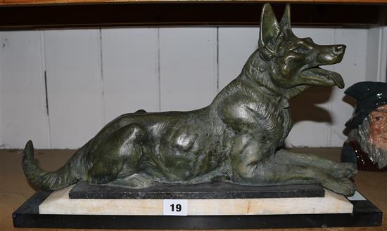 Bronzed Spelter and marble alsation